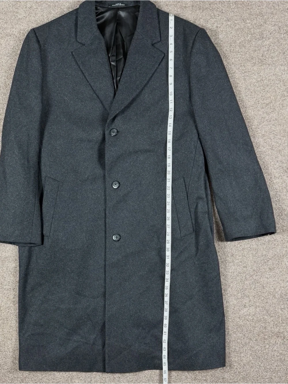 London Fog Grey Wool Blend Single Breasted Long Overcoat Mens 48 XXL Winter Coat